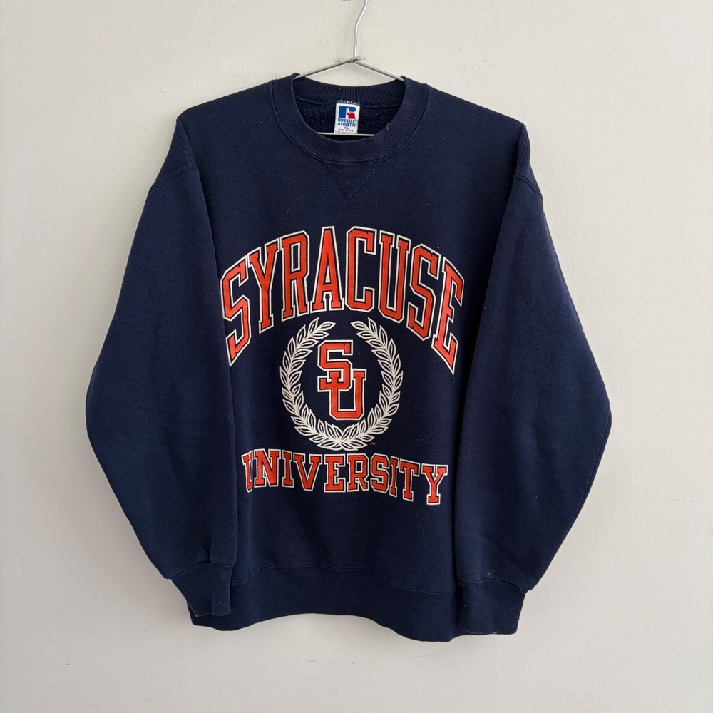 Vintage Russell Athletic Syracuse University Sweatshirt Navy Blue XL Made in USA